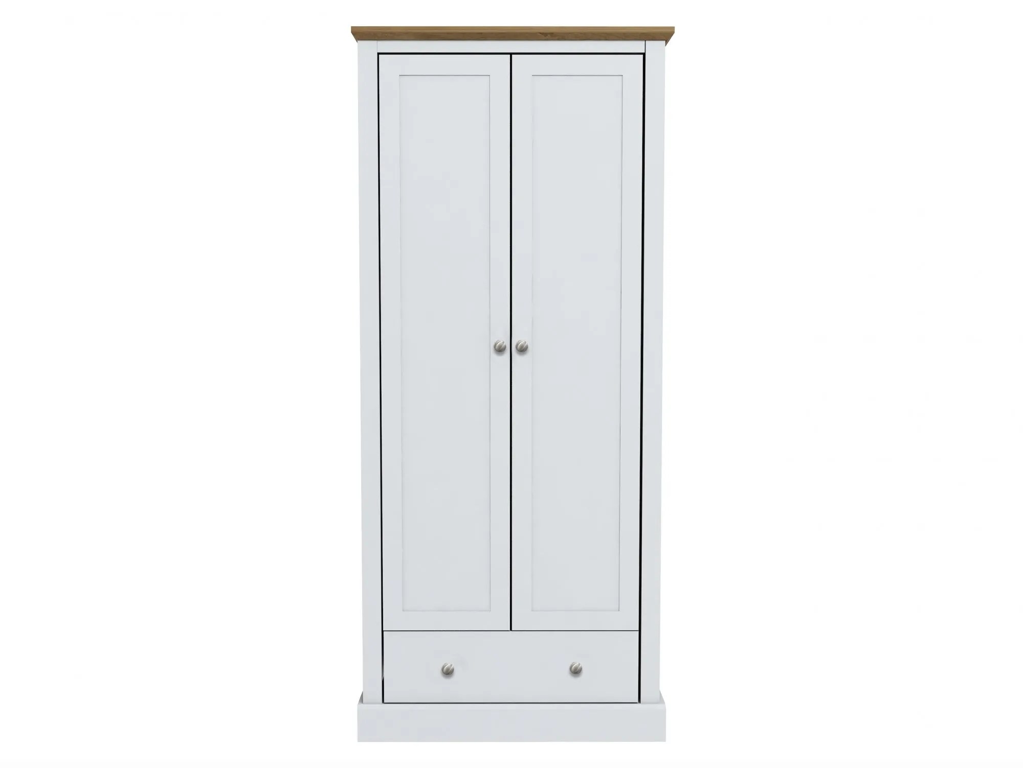 LPD Devon 2 Door 1 Drawer White and Oak Double Wardrobe