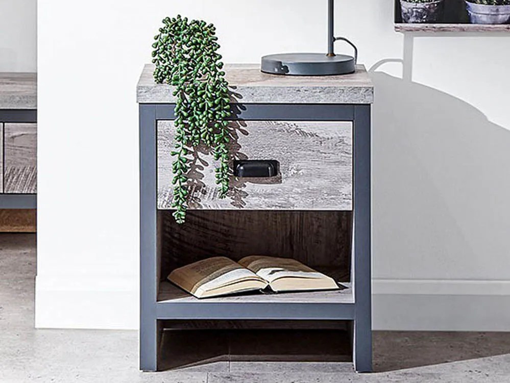 GFW Boston Grey Wood Effect 1 Drawer Lamp Table