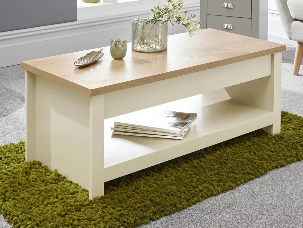 GFW Lancaster Cream and Oak Lift Up Coffee Table