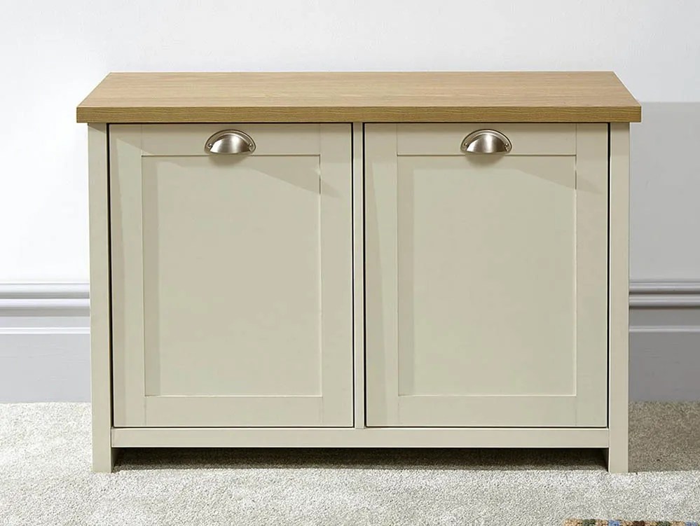 GFW Lancaster Cream and Oak 2 Door Shoe Cabinet