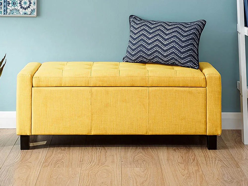 GFW Verona Mustard Fabric Ottoman Storage Bench