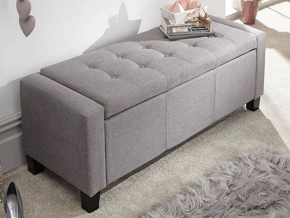 GFW Verona Grey Fabric Ottoman Storage Bench