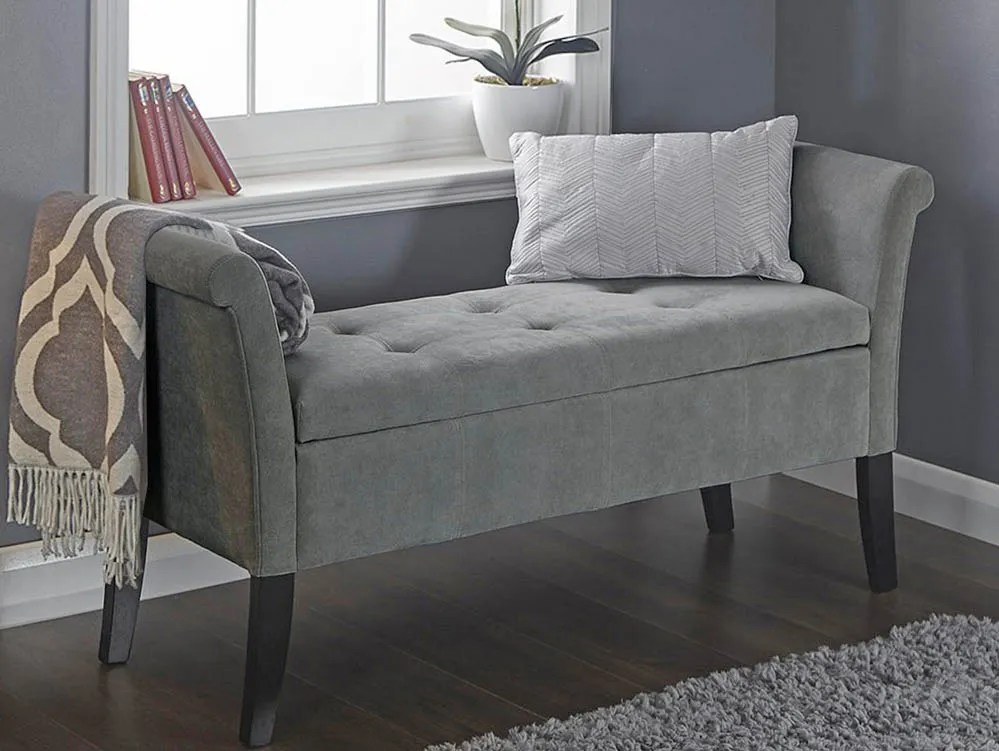 GFW Balmoral Grey Fabric Ottoman Window Seat
