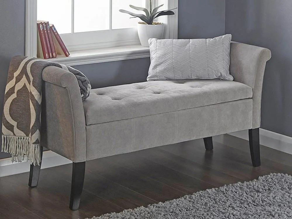 GFW Balmoral Silver Fabric Ottoman Window Seat