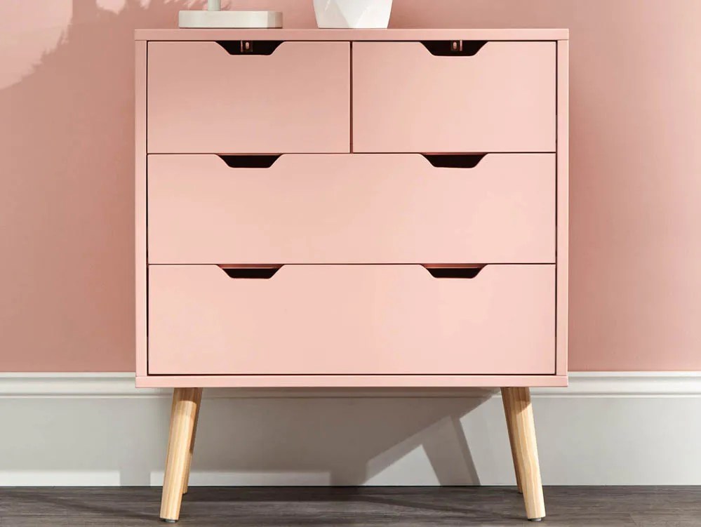 GFW Nyborg Coral Pink 2+2 Drawer Chest of Drawers