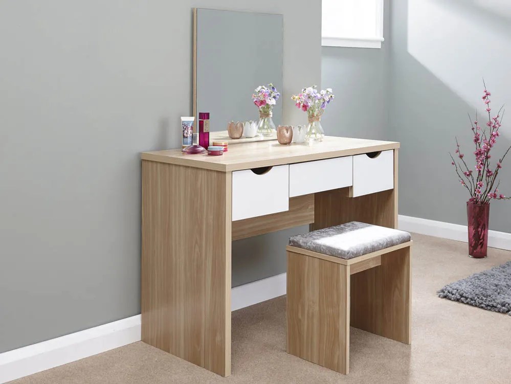 GFW Elizabeth Oak and White Dressing Table and Stool