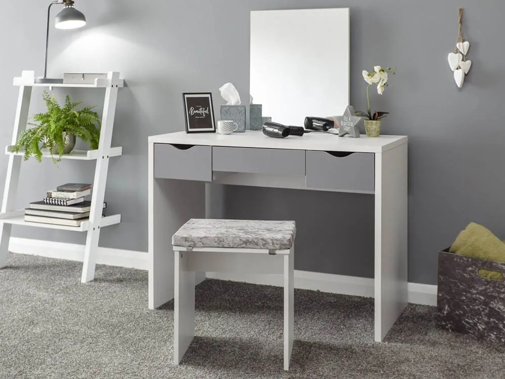 GFW Elizabeth White and Grey Dressing Table and Stool