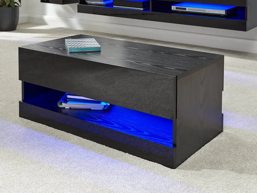 GFW Galicia Black Coffee Table with LED Lighting