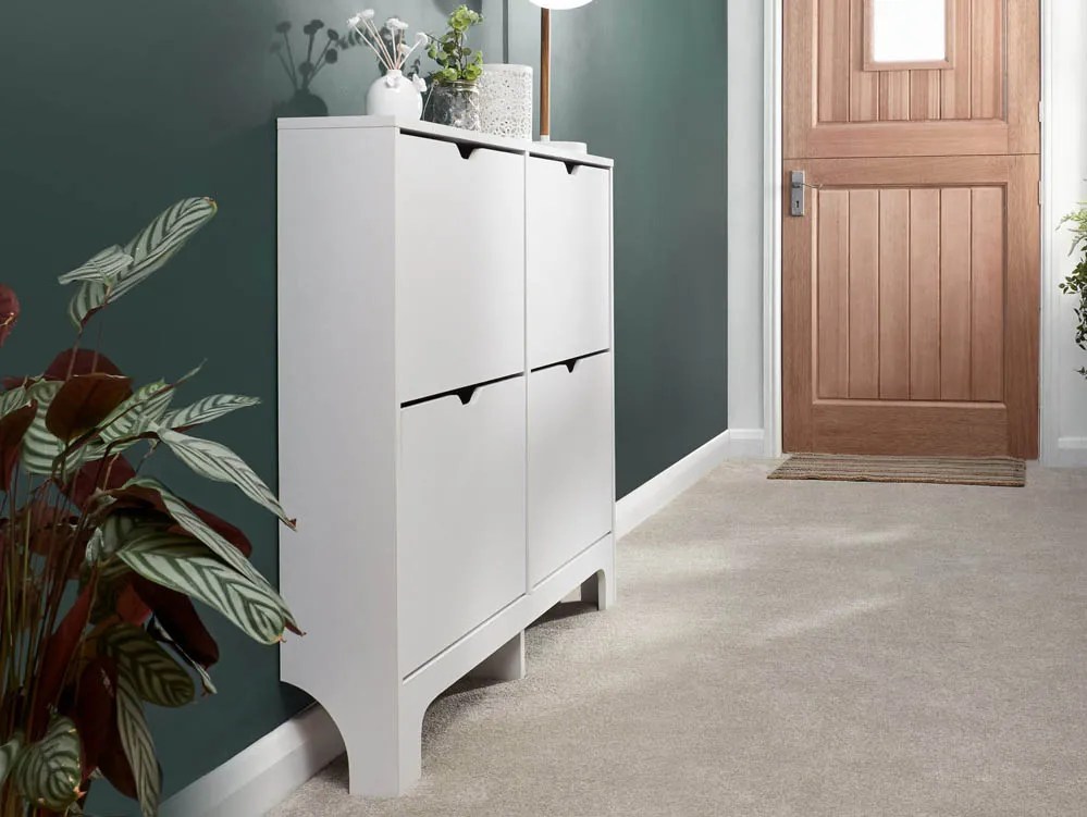GFW Osaka White 4 Drawer Narrow Shoe Cabinet
