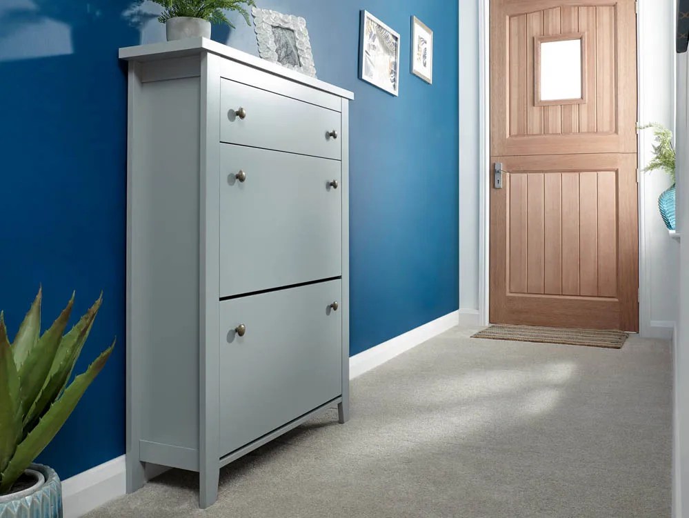 GFW Deluxe Grey 2 Tier Shoe Cabinet