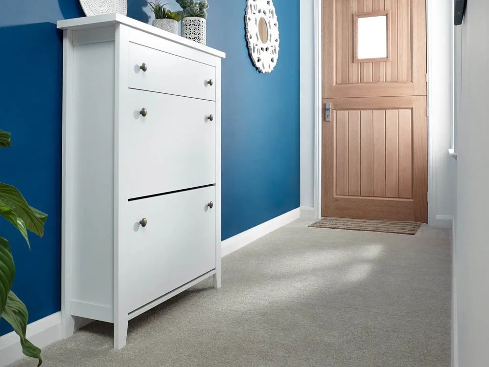 GFW Deluxe White 2 Tier Shoe Cabinet