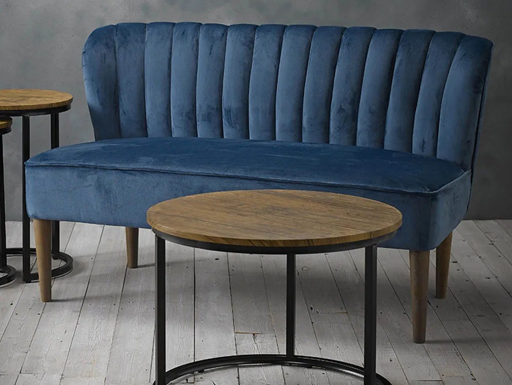 LPD Bella Midnight Blue Velvet Fabric 2 Seater Sofa