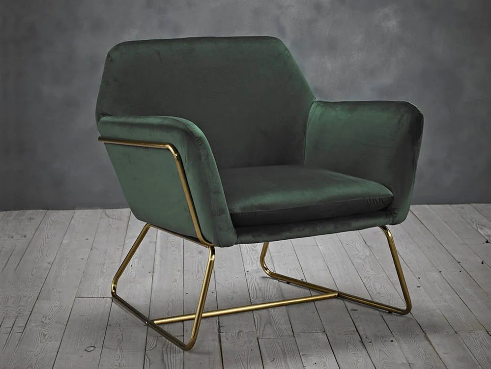 LPD Charles Racing Green Velvet Fabric Armchair