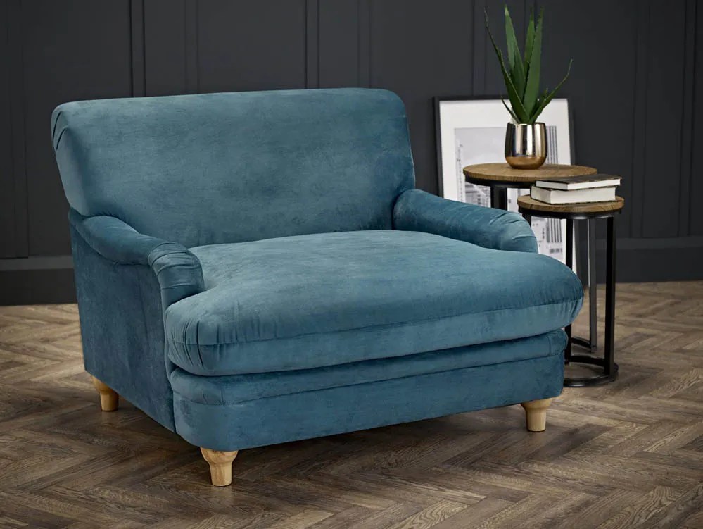 LPD Plumpton Peacock Blue Velvet Fabric Chair