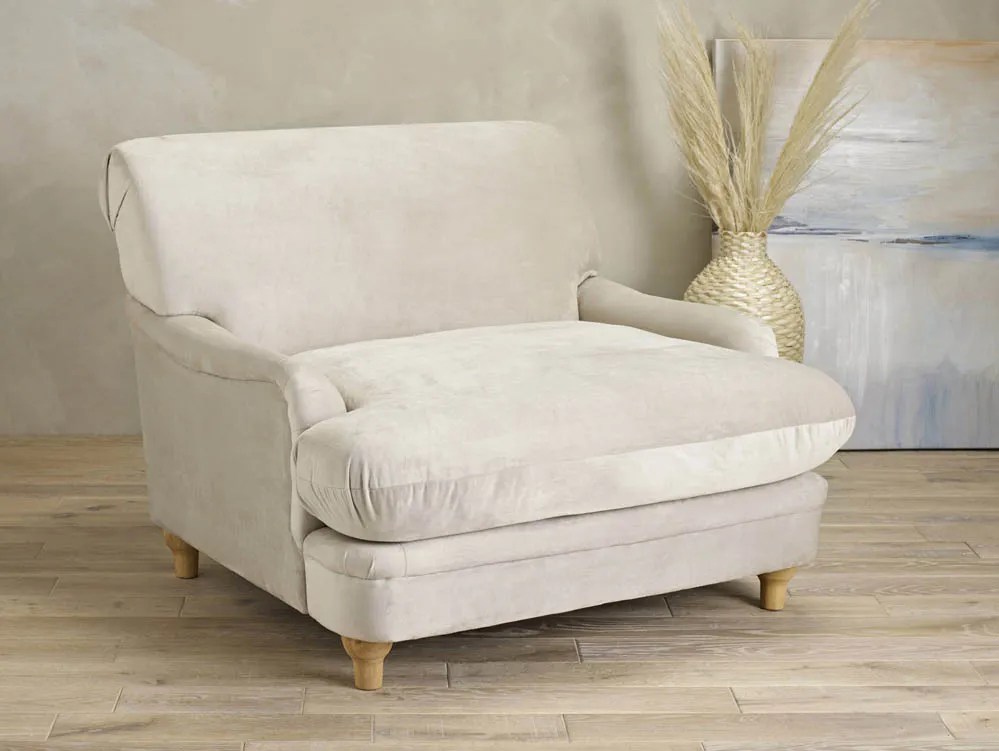 LPD Plumpton Beige Velvet Fabric Chair