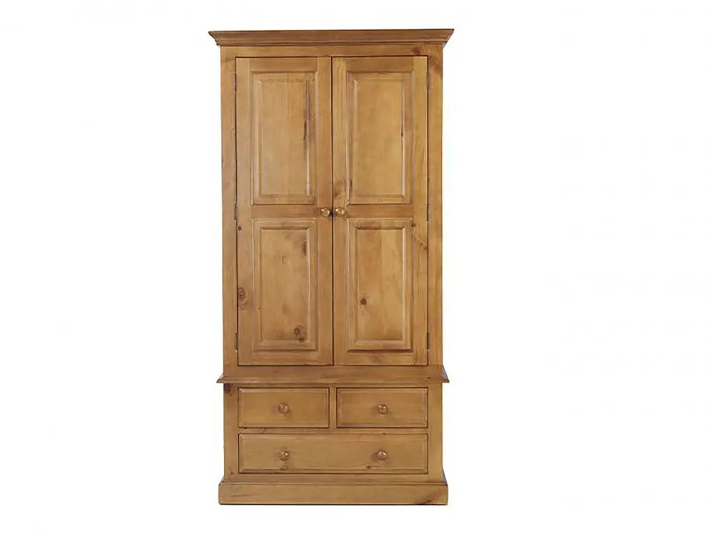 Archers Berwick 2 Door 3 Drawer Pine Wooden Double Wardrobe (Part Assembled)
