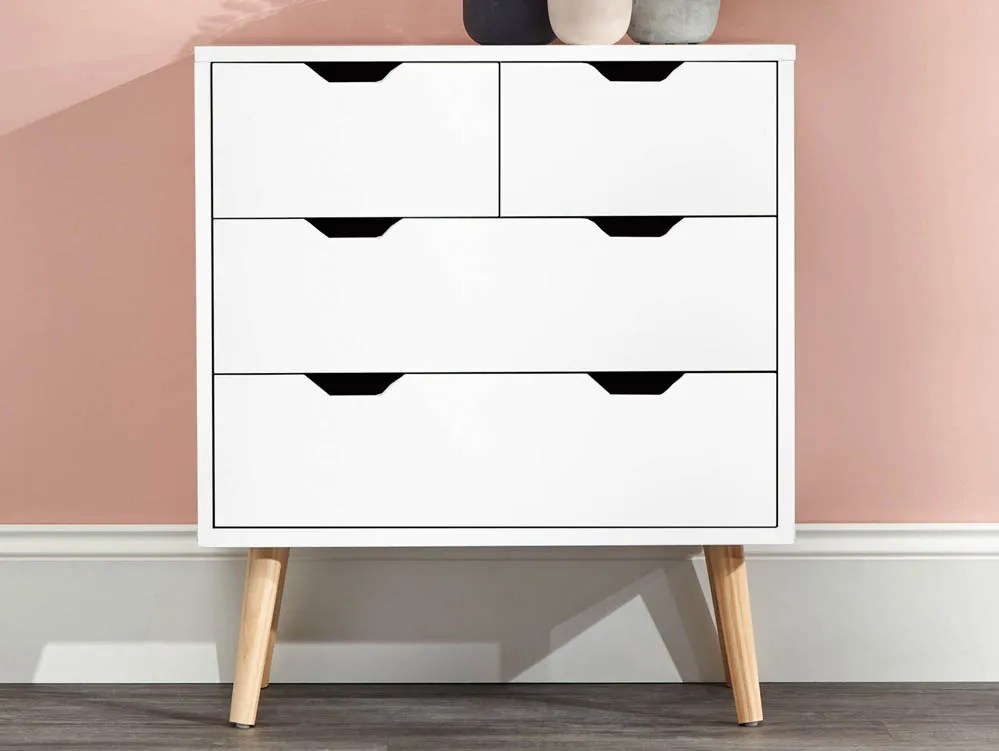 GFW Nyborg White 2+2 Drawer Chest of Drawers