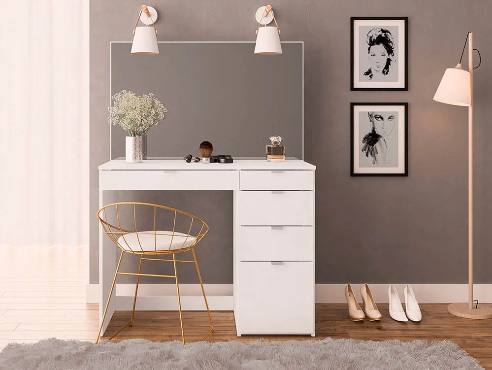 Birlea Ava White 5 Drawer Dressing Table and Mirror