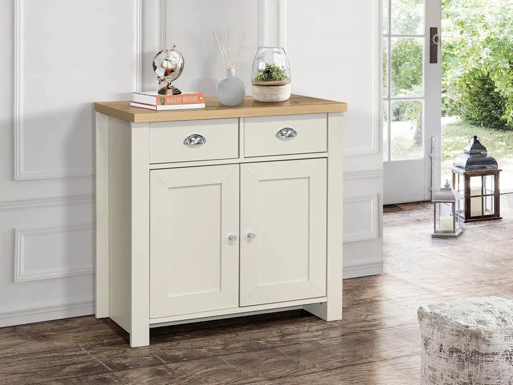 Birlea Highgate Cream and Oak Effect 2 Door 2 Drawer Sideboard
