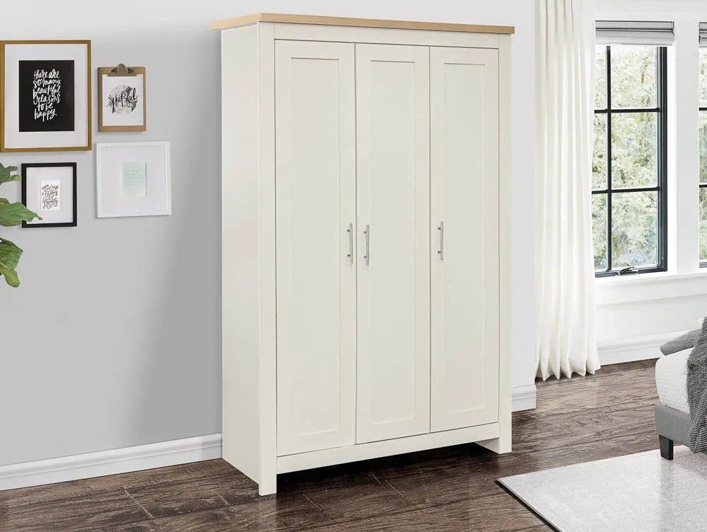 Birlea Highgate Cream and Oak Effect 3 Door Wardrobe