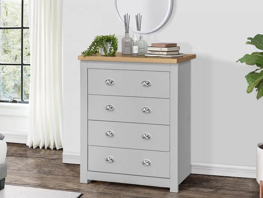 Birlea Highgate Grey and Oak Effect 4 Drawer Chest