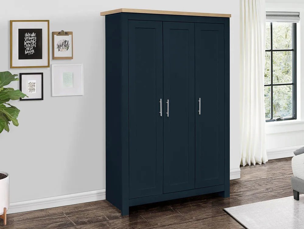 Birlea Highgate Navy and Oak Effect 3 Door Wardrobe