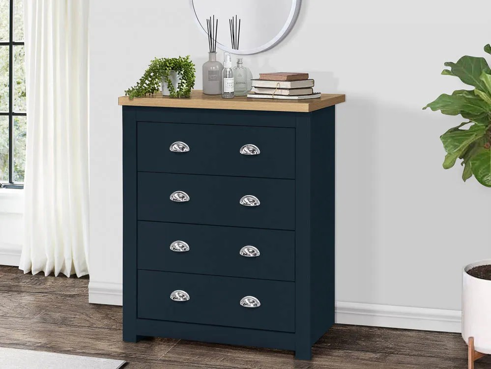 Birlea Highgate Navy and Oak Effect 4 Drawer Chest