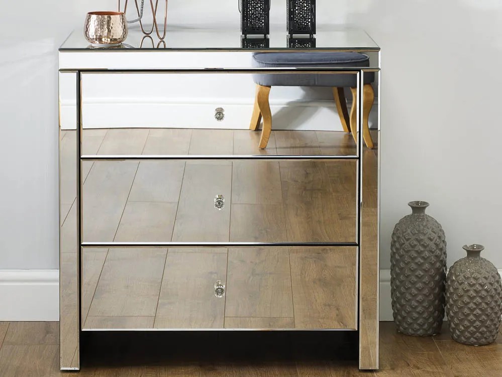 Birlea Seville Mirrored 3 Drawer Chest (Assembled)