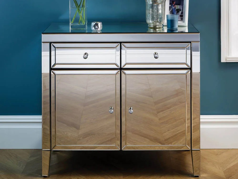 Birlea Valencia Mirrored 2 Drawer 2 Door Sideboard (Assembled)