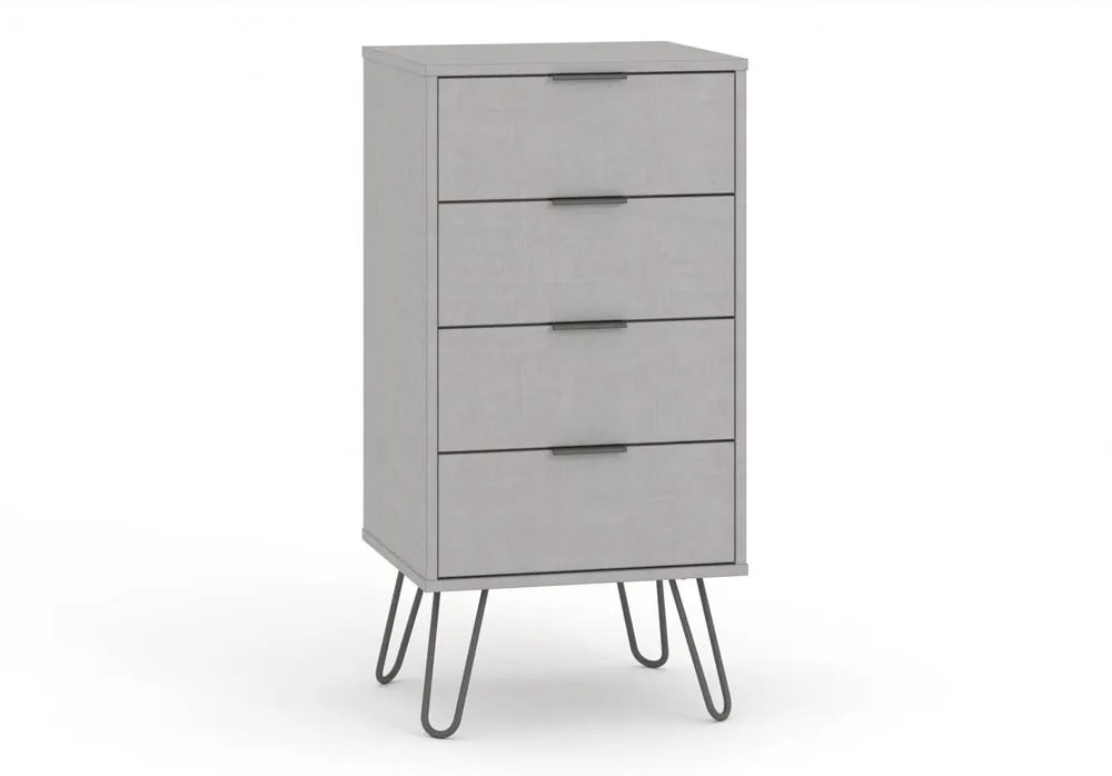 Core Augusta Grey 4 Drawer Narrow Chest of Drawers