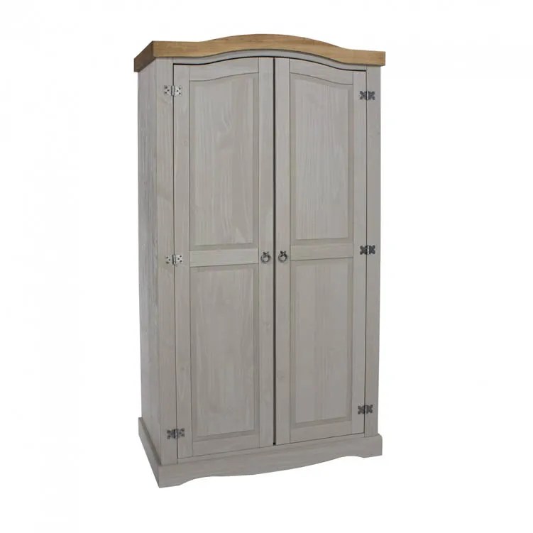 Core Corona Grey and Waxed Pine 2 Door Wardrobe