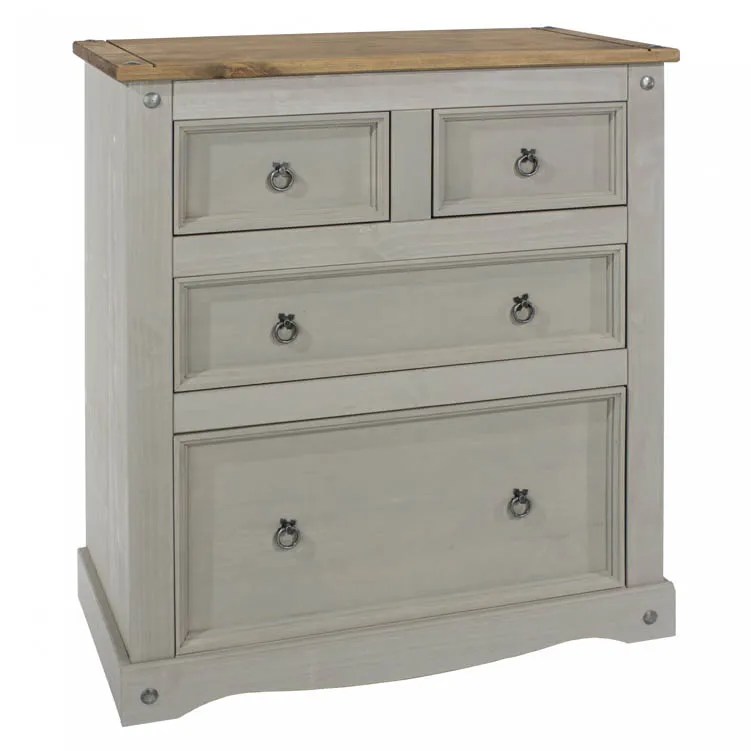 Core Corona Grey and Waxed Pine 2+2 Drawer Chest of Drawers