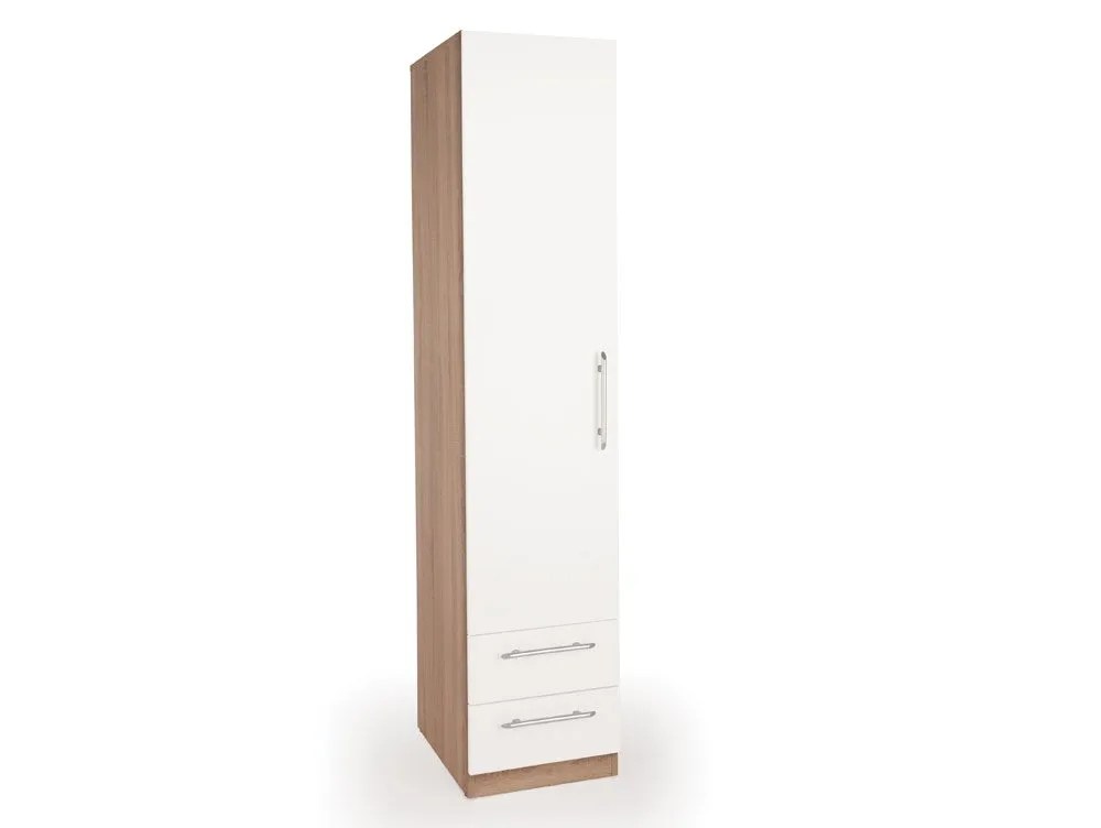 Harmony Hyde White and Oak 1 Door 2 Drawer Single Wardrobe