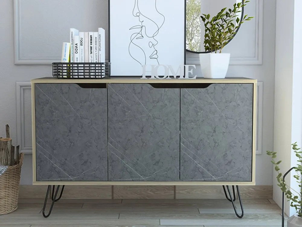 Core Manhattan Pine and Stone Effect 3 Door Medium Sideboard