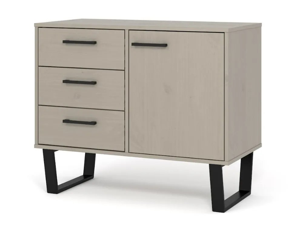 Core Texas Grey Waxed Pine 1 Door 3 Drawer Small Sideboard