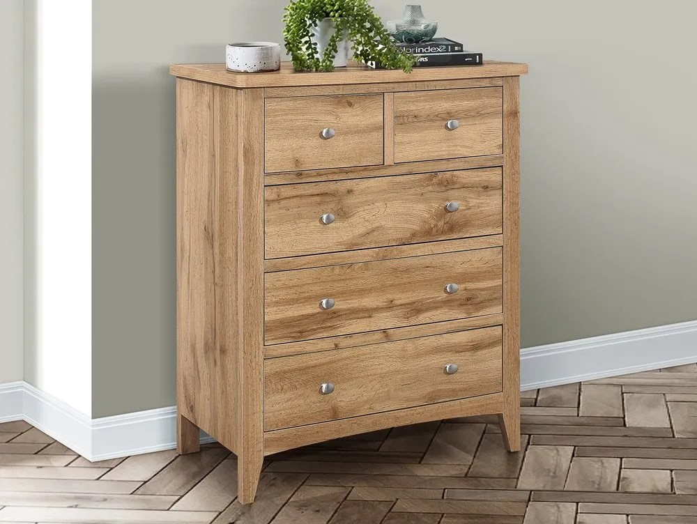 Birlea Hampstead Oak 3+2 Drawer Chest of Drawers