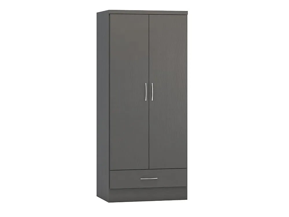 Seconique Nevada Matt Grey 2 Door 1 Drawer Double Wardrobe