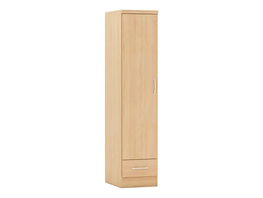 Seconique Nevada Sonoma Oak 1 Door 1 Drawer Single Wardrobe