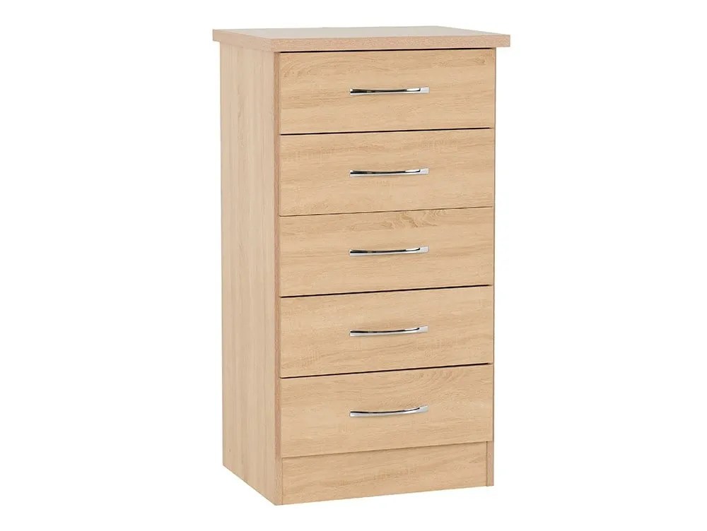 Seconique Nevada Sonoma Oak 5 Drawer Chest of Drawers