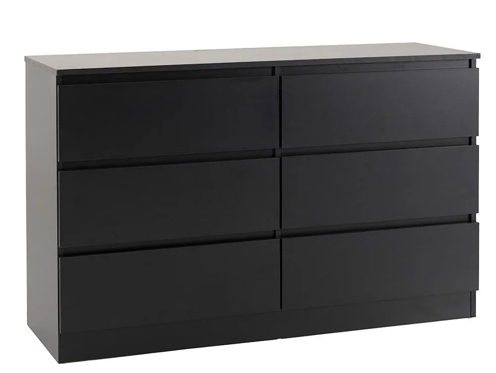 Seconique Malvern Black 3+3 Drawer Chest of Drawers