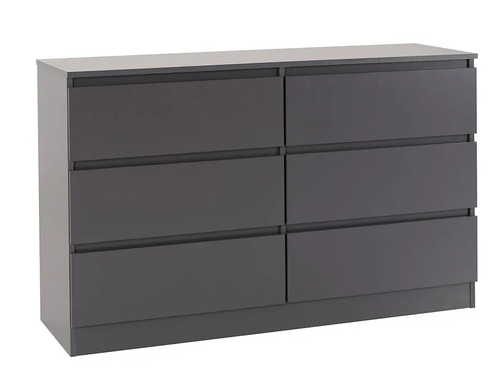 Seconique Malvern Grey 3+3 Drawer Chest of Drawers