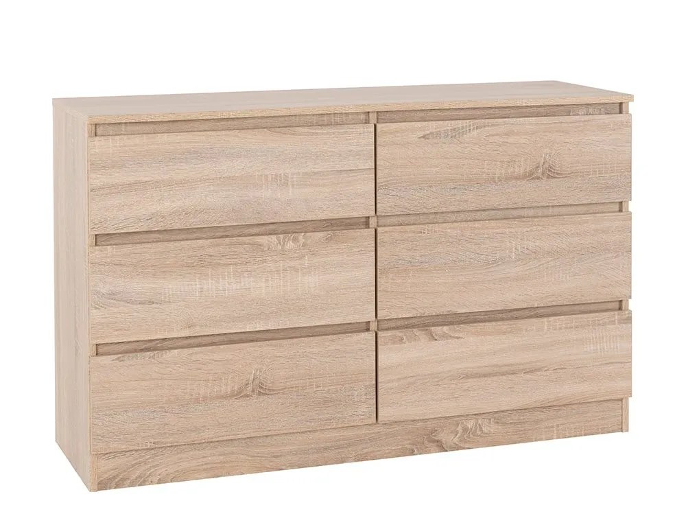 Seconique Malvern Sonoma Oak 3+3 Drawer Chest of Drawers