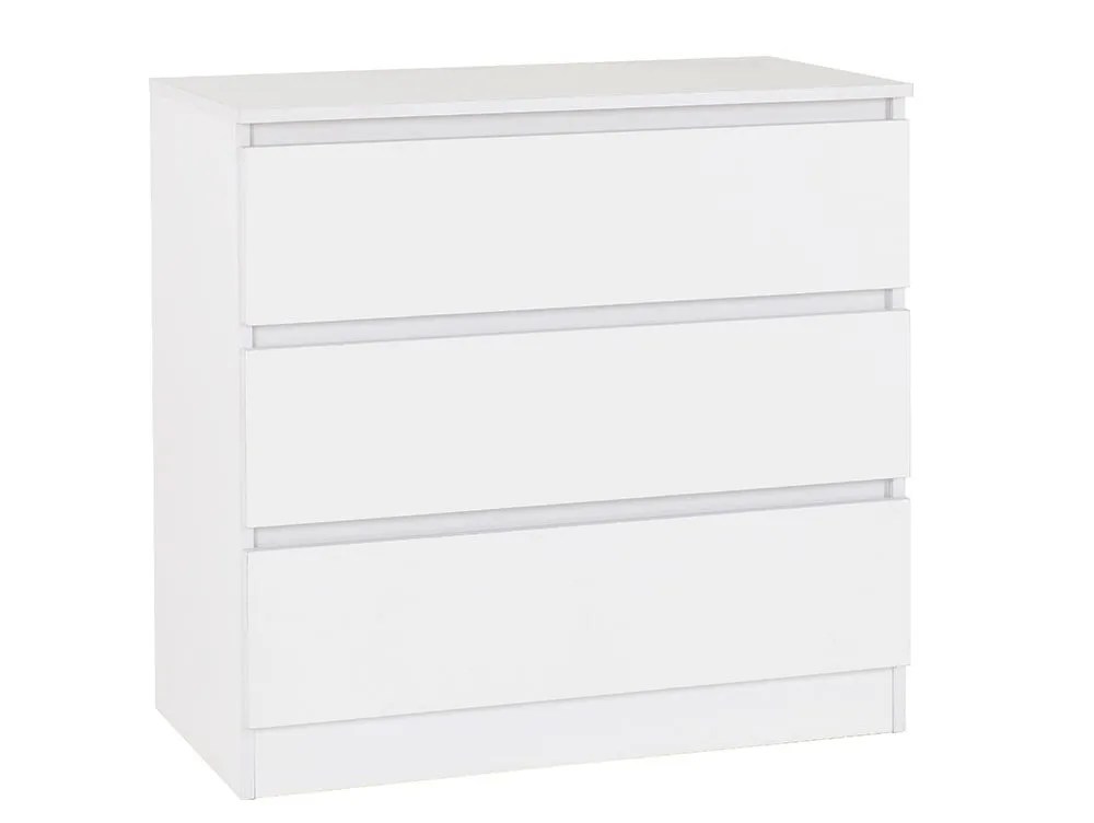 Seconique Malvern White 3 Drawer Low Chest of Drawers