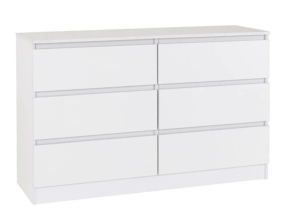 Seconique Malvern White 3+3 Drawer Chest of Drawers