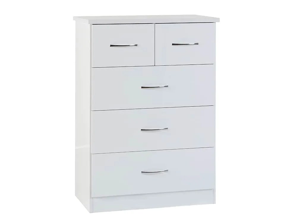 Seconique Nevada White High Gloss 3+2 Drawer Chest of Drawers