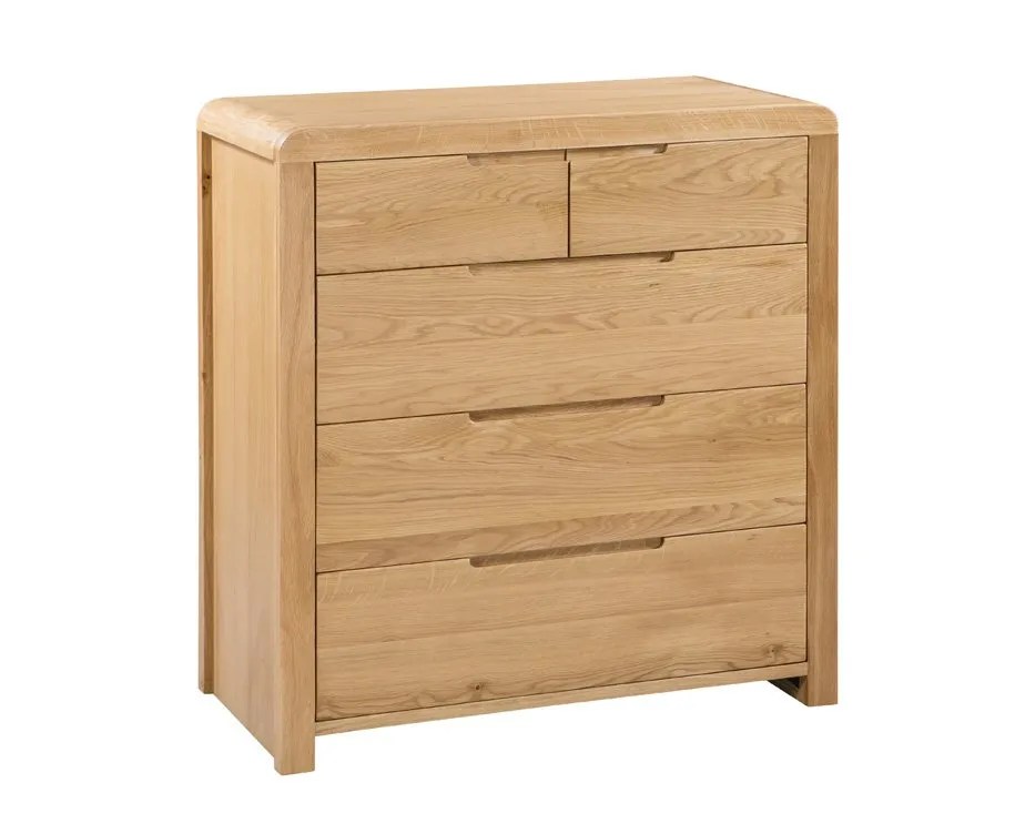 Julian Bowen Curve 3+2 Oak Chest of Drawers (Assembled)