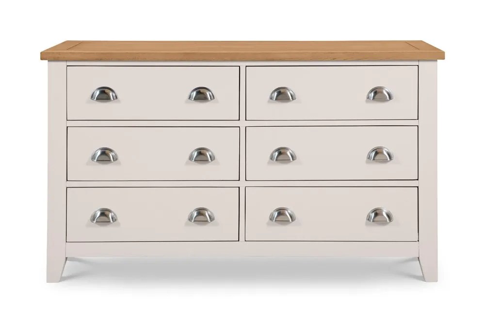 Julian Bowen Richmond Grey and Oak 6 Drawer Wide Chest of Drawers (Assembled)