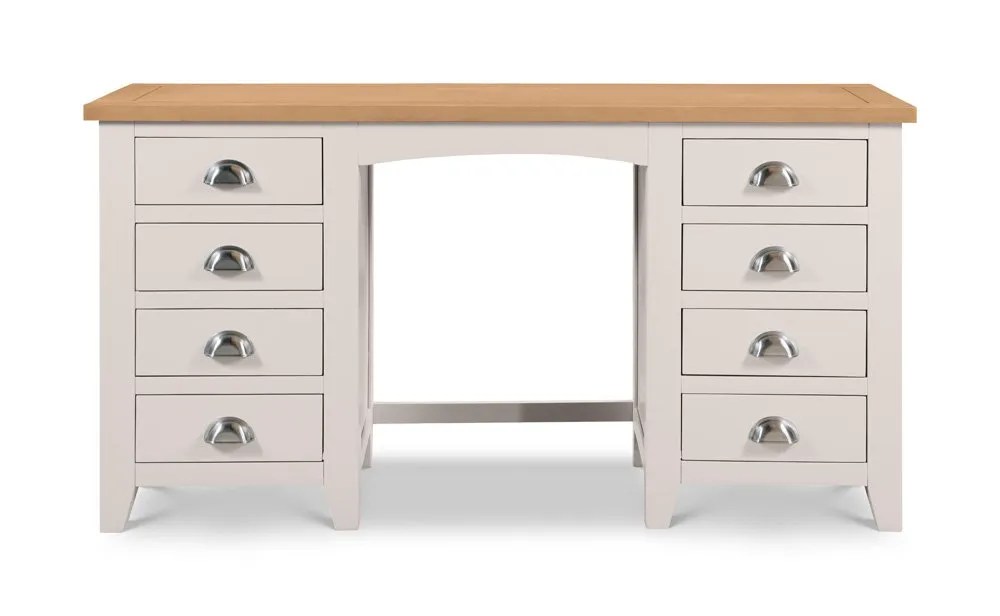 Julian Bowen Richmond Grey and Oak Double Pedestal Dressing Table (Assembled)