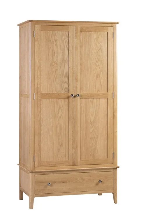 Julian Bowen Cotswold Oak 2 Door 1 Drawer Wardrobe
