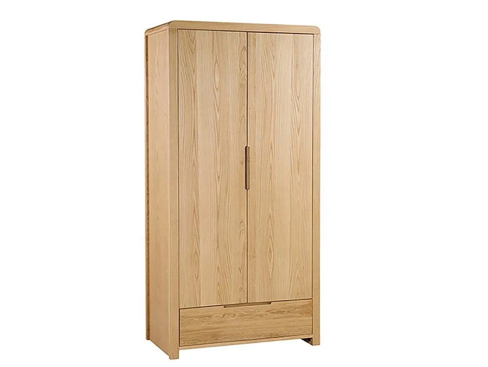 Julian Bowen Curve Oak 2 Door 1 Drawer Wardrobe